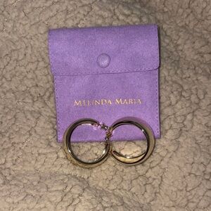 Melinda Maria gold Hoop Earrings with Purple Pouch